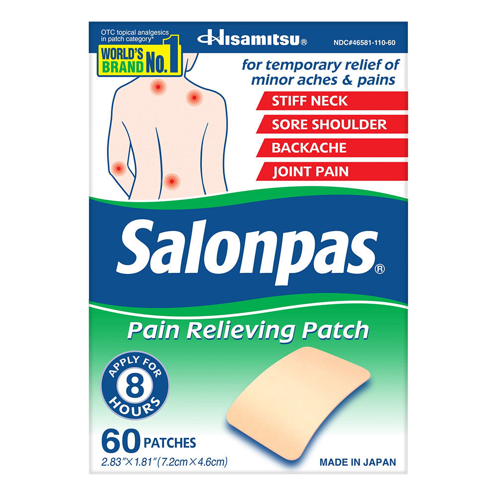 Salonpas Pain Relief Patches For relief of aches & pains 2.83 X 1.81 In, 60 ea